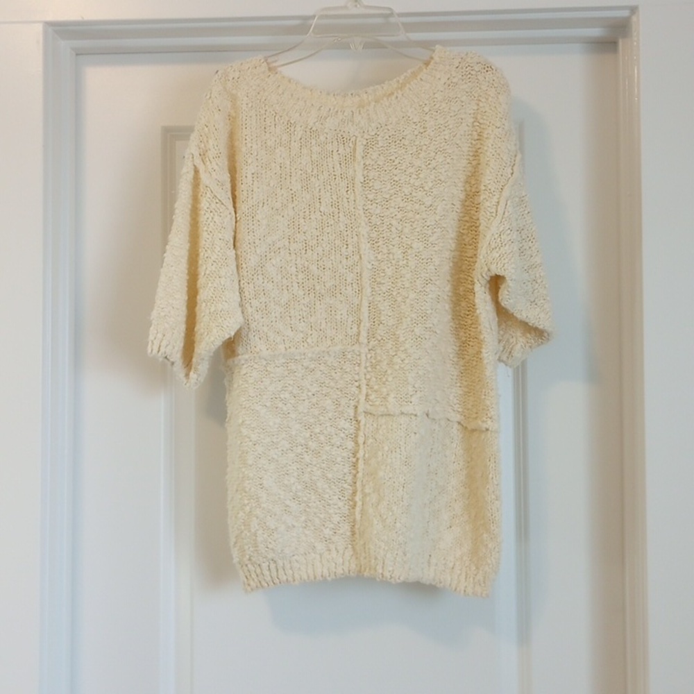 Vintage Switzers Womens Sweater Sz M Cream Nubby Knit Block VTG Pullover Winter